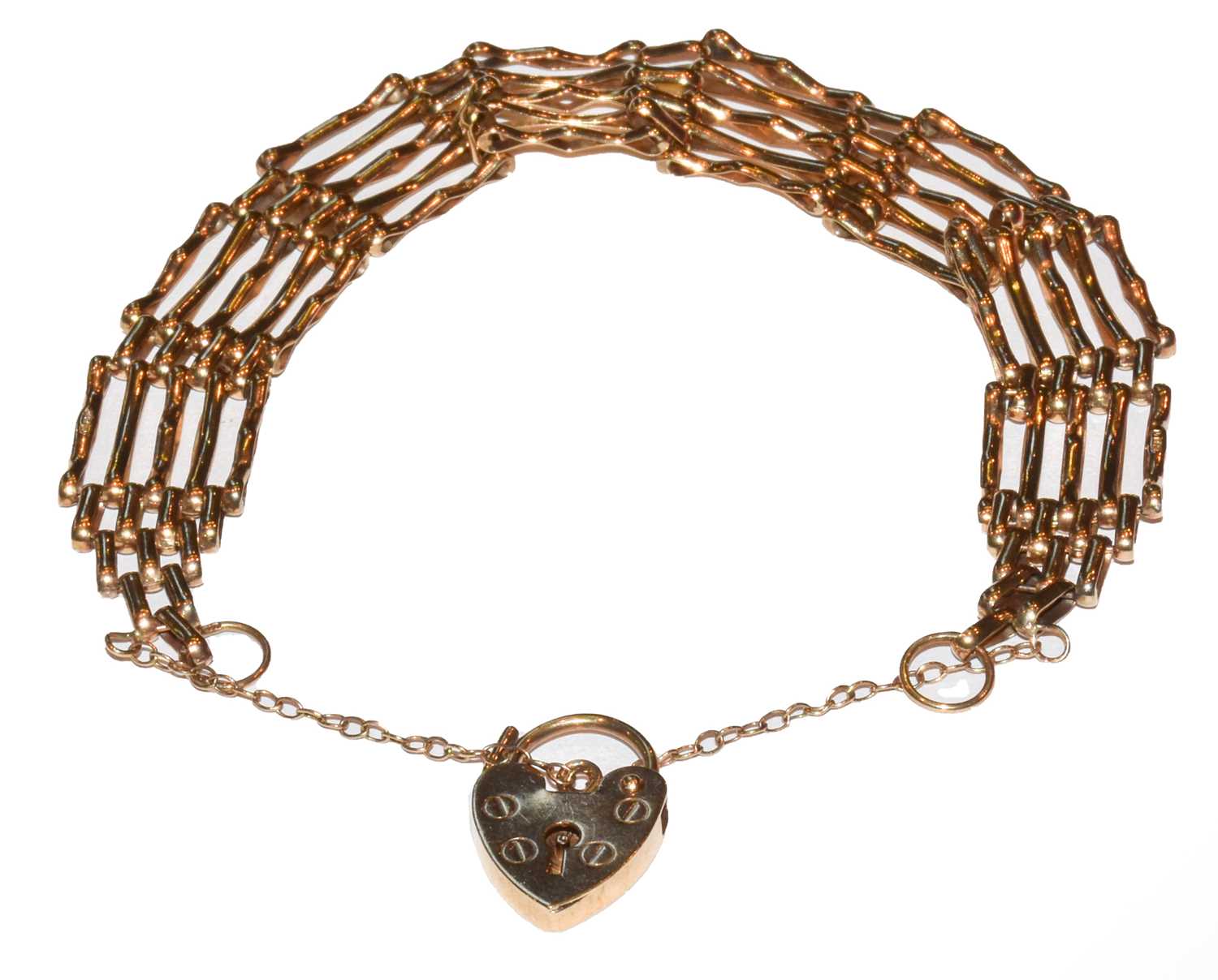 Lot 29 - Two 9 carat gold gate link bracelets, lengths...