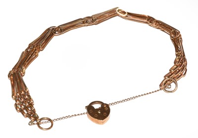 Lot 29 - Two 9 carat gold gate link bracelets, lengths...