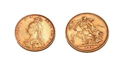 Lot 294 - A sovereign, dated 1891