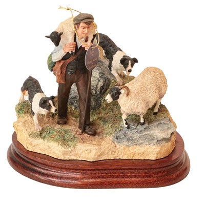 Lot 102 - Border Fine Arts 'On the Hill' (Shepherd, Sheep and Border Collie)