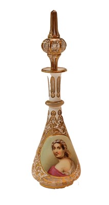 Lot 89 - A 19th century Bohemian scent bottle painted...