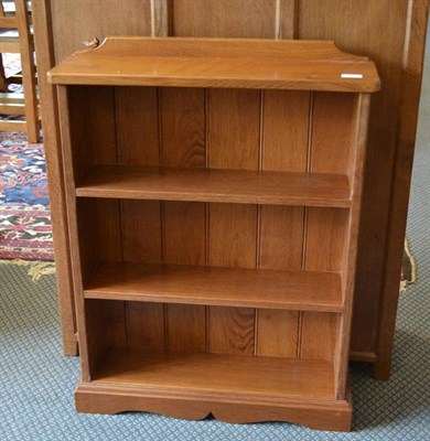 Lot 975 - A Bob  "Wrenman " Hunter Oak Bookcase, with raised upstand, tongue and groove back and solid...