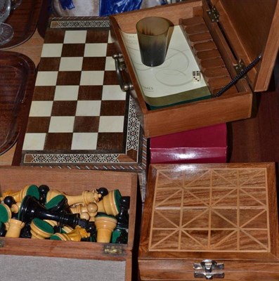 Lot 122 - Five assorted games boxes, chess set, etc