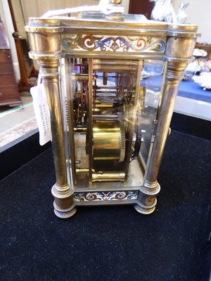 Lot 154 - A Brass Champleve Enamel Striking and...