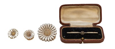 Lot 283 - A diamond bar brooch, length 5.2cm; and a pair...