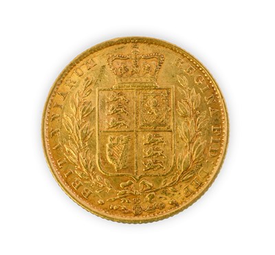 Lot 98 - Victoria, Sovereign, 1864, young head left,...