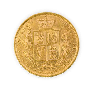 Lot 100 - Victoria, Sovereign, 1870, young head left,...