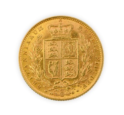 Lot 102 - Victoria, Sovereign, 1872, young head left,...