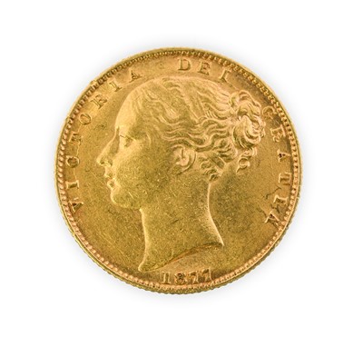 Lot 108 - Victoria, Sovereign, 1877 Sydney mint, young...