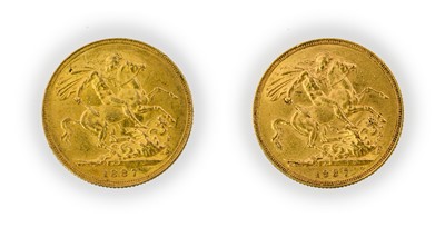 Lot 116 - Victoria, Sovereigns (2), 1887, jubilee head...