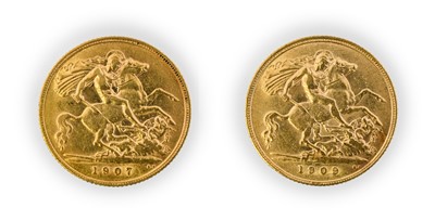 Lot 168 - Edward VII, Half Sovereigns (2), 1907 and 1909,...
