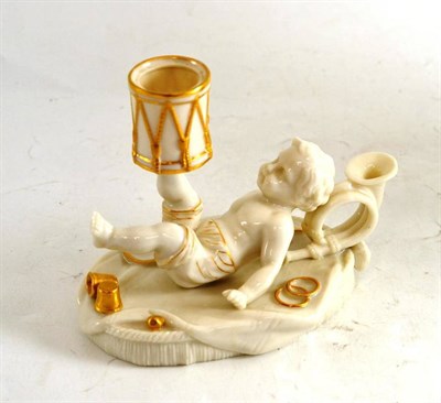 Lot 139 - A Worcester candlestick in the form of a young boy