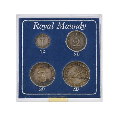Lot 181 - George III, maundy set, 1786, young laur. and...