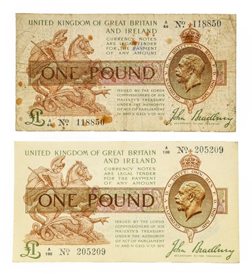 Lot 186 - Great Britain, Treasury £1, Bradbury, 1917,...