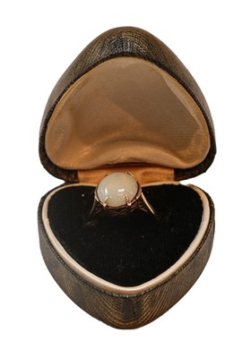 Lot 309 - A 9 carat gold opal ring, finger size L1/2
