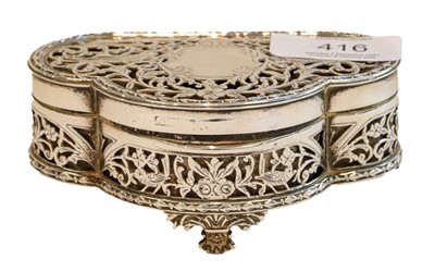 Lot 416 - A Victorian / Edwardian silver jewellery box...