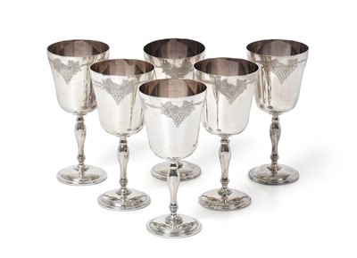 Lot 2156 - A Set of Six Elizabeth II Silver Goblets