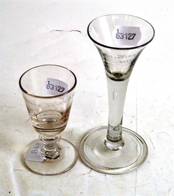 Lot 146 - An 18th century drawn drinking glass with later inscription 'E.Heap 1846' and another glass...