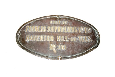 Lot 3193 - Furness Shipbuilders Co. Ltd Plate