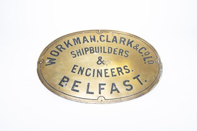 Lot 3231 - Workman, Clark & Co. Ltd Shipbuilders Plate