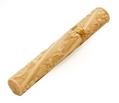 Lot 274 - A Carved Ivory Bodkin or Needle-Case, 19th...