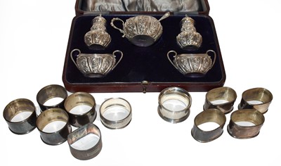 Lot 384 - A Victorian cased silver cruet set, Chester,...