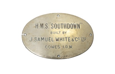 Lot 3200 - J Samuel White & Company Limited Shipbuilders Plate HMS Southdown