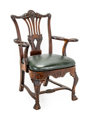 Lot 310 - A Carved Mahogany Irish Armchair, in George II...