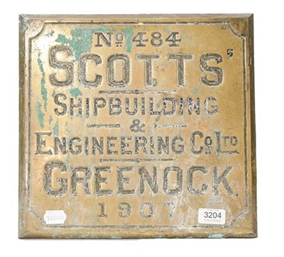 Lot 3204 - Scott's Shipbuilding & Engineering Co. Ltd Plate