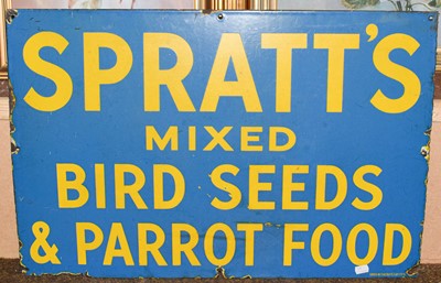 Lot 1134 - A metal advertising sign 'Spratt's Mixed Bird...