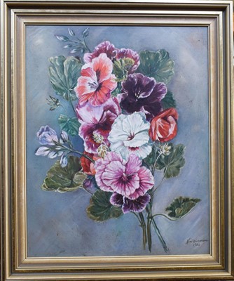 Lot 1194 - Nonie Wyseman (20th Century) 'Pelargoniums'...