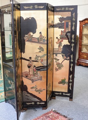 Lot 1176 - A modern Chinese lacquered four fold dressing...