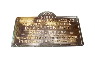Lot 3225 - William Denny & Brothers Ltd Shipbuilders Plate