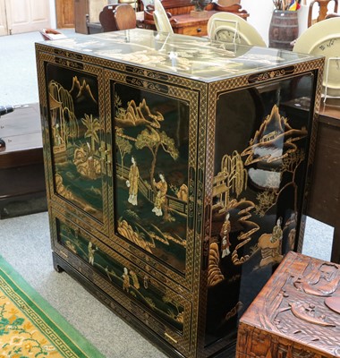 Lot 1182 - A contemporary lacquered Oriental side...