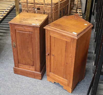 Lot 1167 - A pair of Victorian pine marble-topped bedside...