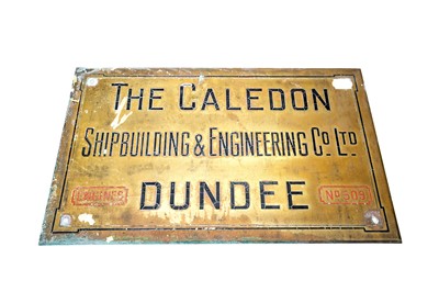 Lot 3219 - The Caledon Shipbuilding & Engineering Co Ltd Plate