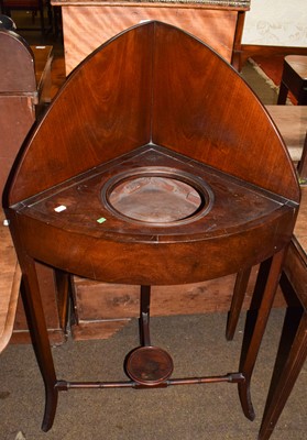 Lot 1270 - A George III mahogany corner washstand;...