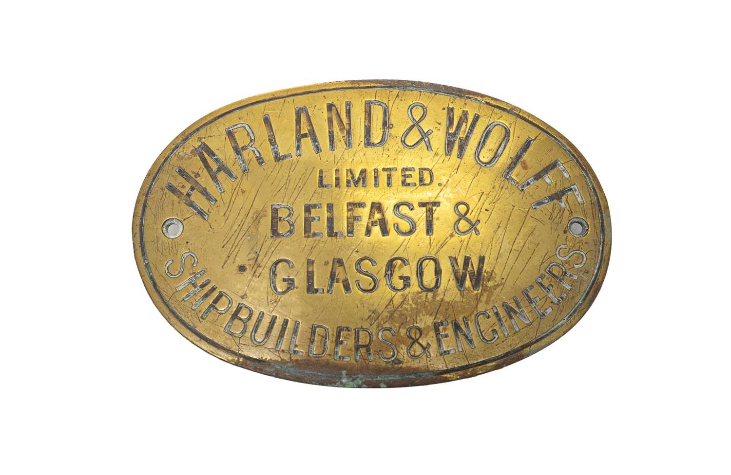 Lot 3197 - Harland & Wolff Two Oval Shipbuilders Plates