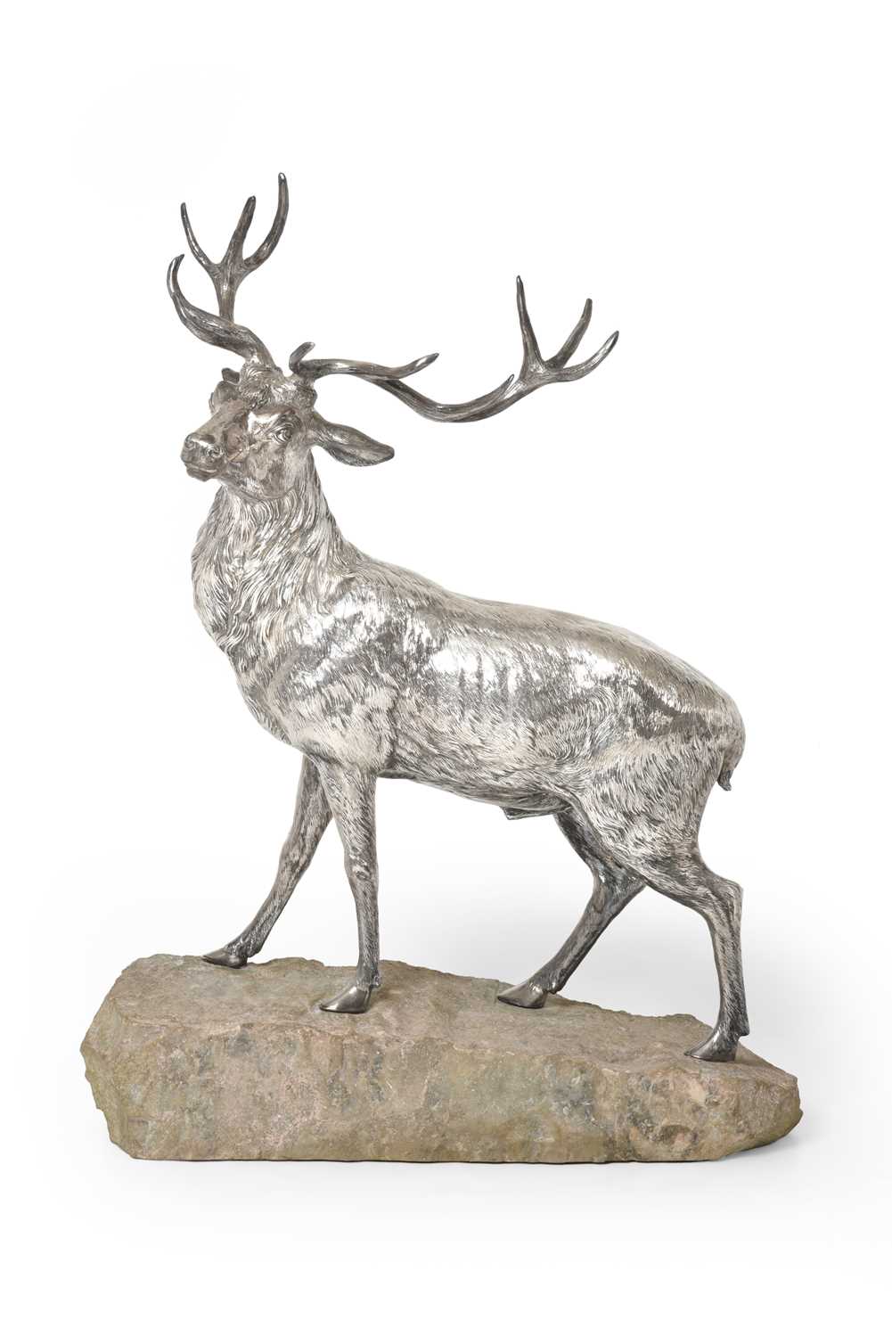 Lot 2091 - A German Silver Model of a Twelve Point Royal Stag