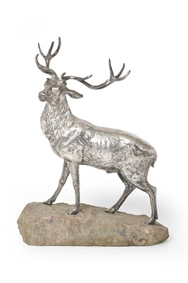 Lot 2091 - A German Silver Model of a Twelve Point Royal Stag
