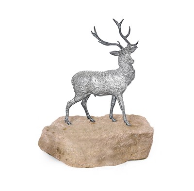 Lot 2090 - A Victorian Silver Model of a Twelve Point Royal Stag
