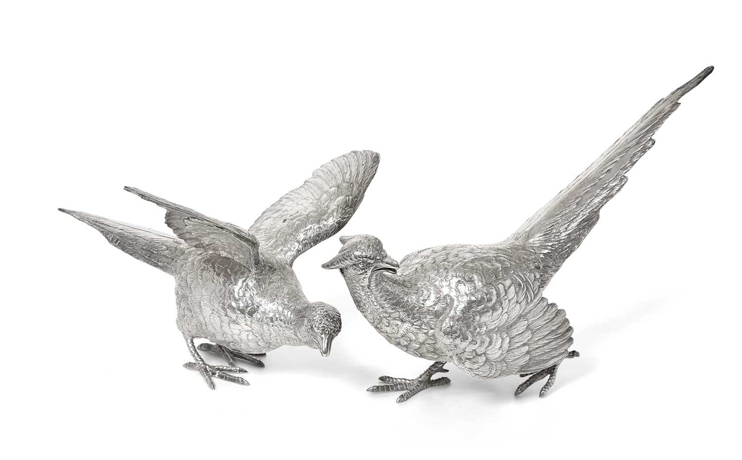 Lot 2097 - Two Elizabeth II Silver Model Pheasants