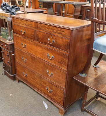 Lot 1320 - A 19th century oak four height chest of...