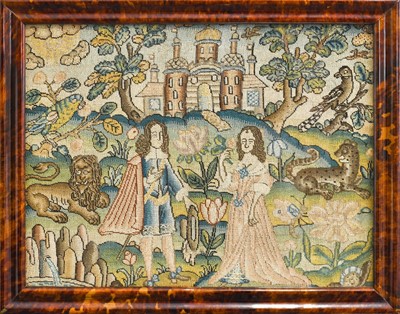 Lot 151 - A Needlework Panel Depicting Charles I and...