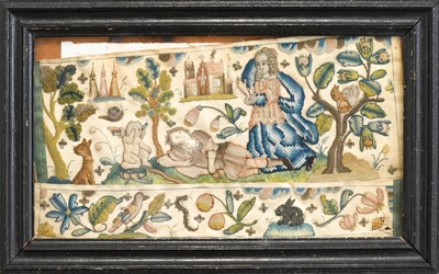 Lot 145 - A Needlework Panel, mid 17th century, worked...