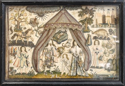 Lot 144 - A Stumpwork Panel Depicting Charles I and...