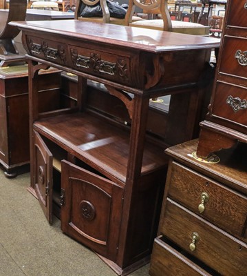 Lot 1325 - An Art Nouveau oak dresser base (a.f.), 120cm...