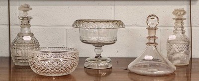 Lot 459 - A Regency cut glass pedestal bowl, a similar...
