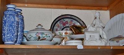 Lot 179 - Two shelves of assorted ceramics including Aynsley tea set, Copeland dinner service, French...