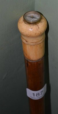 Lot 187 - Walking stick with compass top